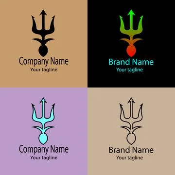 Stylized Trident Glyph logo design Stock Illustration