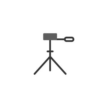 Stylized tripod device illustration with camera or sensor for technology co.. Illustrazione stock