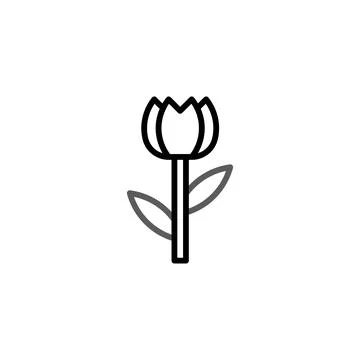Stylized tulip icon with clean lines and a simple design representing flora.. 스톡 일러스트