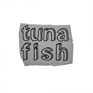 The stylized TUNA FISH script on a white background Stock Photos