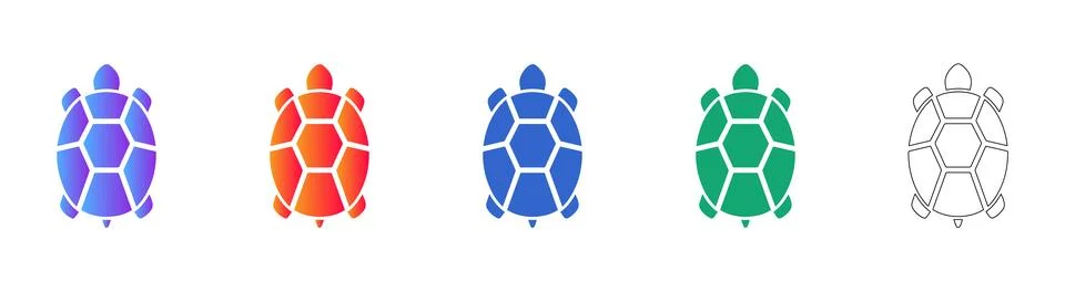 Stylized Turtle Icon Set for Marine Design Stock Illustration