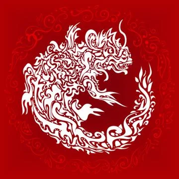 Stylized twisted dragon tattoo Stock Illustration