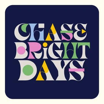 Stylized Typography with Multicolored Geometric Patterns on Navy Blue Stock Illustration