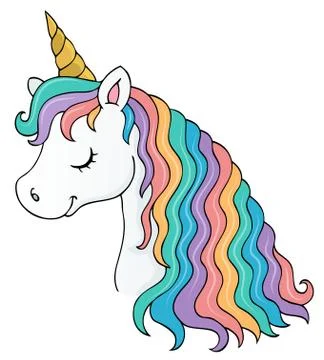 Stylized unicorn head theme image Illustrazione stock
