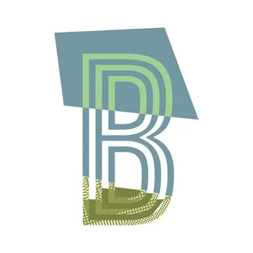 A stylized uppercase letter B with layered design elements including solid .. Stock Illustration