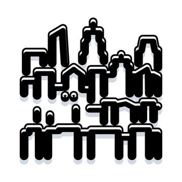 Stylized urban cityscape featuring abstract geometric buildings icon Ilustración de archivo