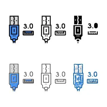 Stylized usb 3.0 color icon vector Stock Illustration