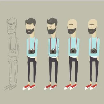 Stylized vector cartoon hipster Stock Illustration