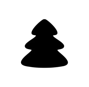 Stylized vector christmas tree icon silhouette on white background Stock Illustration