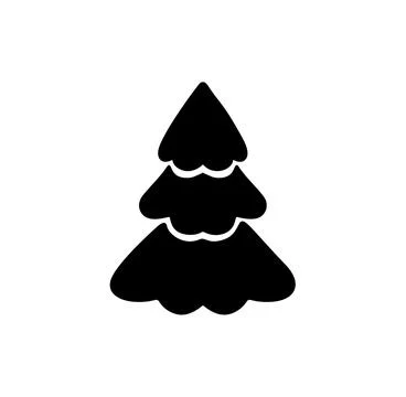 Stylized vector christmas tree icon silhouette on white background Stock Illustration