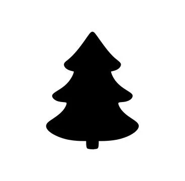 Stylized vector christmas tree icon silhouette on white background Illustrazione stock