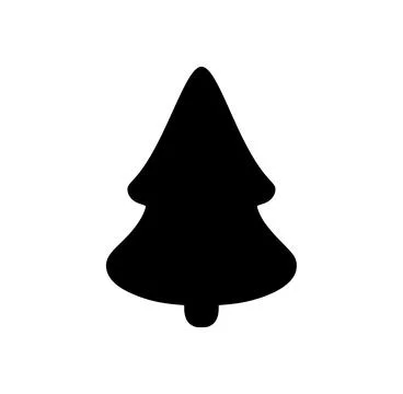 Stylized vector christmas tree icon silhouette on white background Stock Illustration
