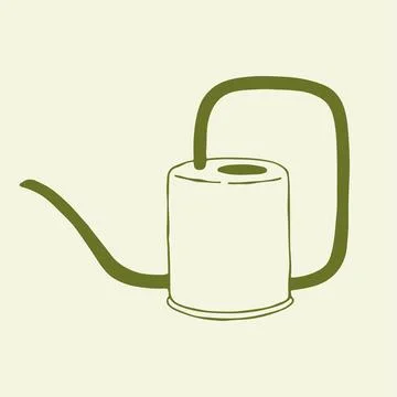Stylized vector drawing of a modern indoor watering can with a unique square Stock Illustration