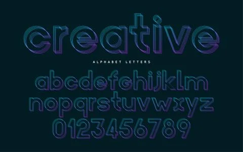 Stylized vector font and alphabet abc colorful Stock Illustration