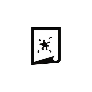 Stylized vector icon of ink splatter on document, ideal for creative design e Stock Illustration
