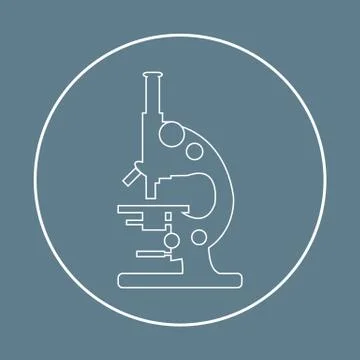 Stylized vector icon of microscope. Laboratory equipment symbol. 스톡 일러스트