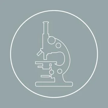 Stylized vector icon of microscope. Laboratory equipment symbol. Illustrazione stock