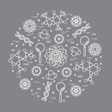 Stylized vector icon of variety scientific, education elements. イラスト素材