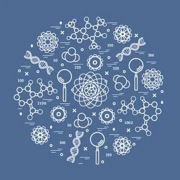 Stylized vector icon of variety scientific, education elements. イラスト素材
