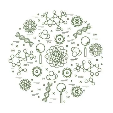 Stylized vector icon of variety scientific, education elements. Stock Illustration