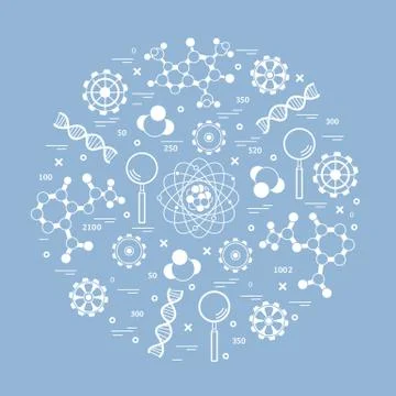 Stylized vector icon of variety scientific, education elements. イラスト素材