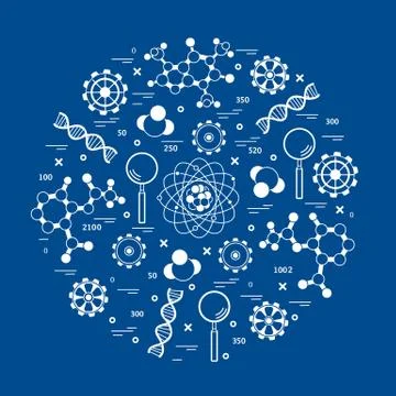 Stylized vector icon of variety scientific, education elements. イラスト素材
