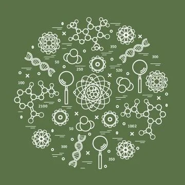 Stylized vector icon of variety scientific, education elements. イラスト素材