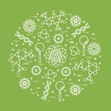 Stylized vector icon of variety scientific, education elements. イラスト素材
