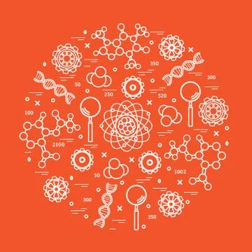 Stylized vector icon of variety scientific, education elements. イラスト素材