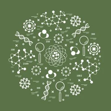 Stylized vector icon of variety scientific, education elements. イラスト素材