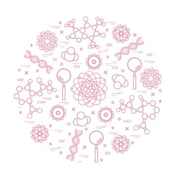 Stylized vector icon of variety scientific, education elements. Illustrazione stock