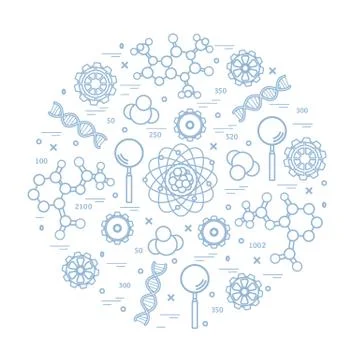 Stylized vector icon of variety scientific, education elements. 스톡 일러스트