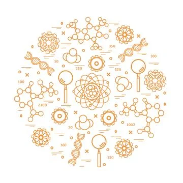 Stylized vector icon of variety scientific, education elements. イラスト素材