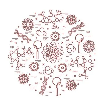 Stylized vector icon of variety scientific, education elements. Stock Illustration