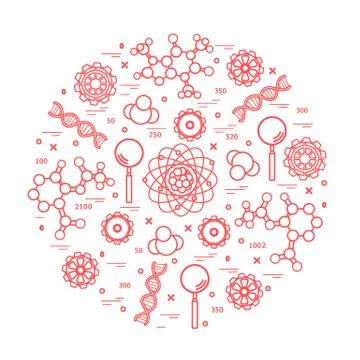 Stylized vector icon of variety scientific, education elements. 스톡 일러스트
