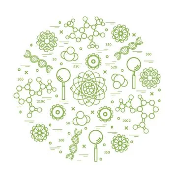 Stylized vector icon of variety scientific, education elements. Illustrazione stock