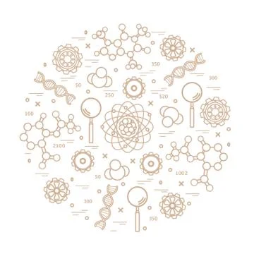 Stylized vector icon of variety scientific, education elements. Illustrazione stock