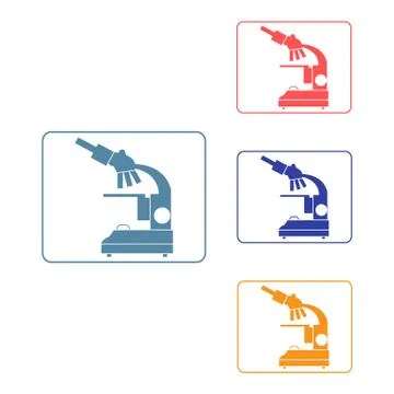 Stylized vector icons of microscope in different colors. Laboratory equipment Illustrazione stock