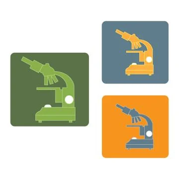 Stylized vector icons of microscope in different colors. Laboratory equipment 库存插图