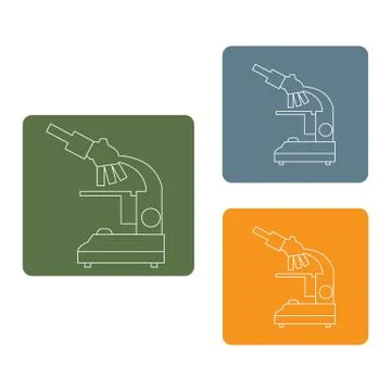 Stylized vector icons of microscope in different colors. Laboratory equipment Stock Illustration