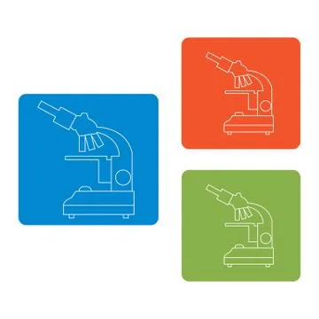 Stylized vector icons of microscope in different colors. Laboratory equipment Stock Illustration