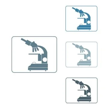 Stylized vector icons of microscope in different colors. Laboratory equipment 스톡 일러스트
