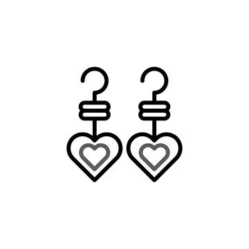 Stylized vector illustration of heart shaped earrings displaying minimal de.. 스톡 일러스트