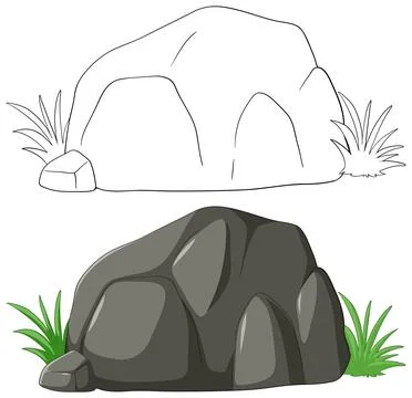 Stylized Vector Illustration of Rocks and Grass Illustrazione stock