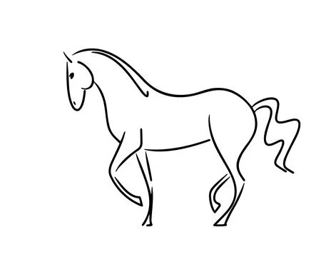 Stylized vector image of a piaffing horse on the loose Stock Illustration