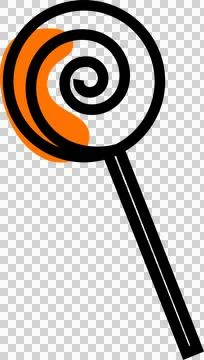 Stylized vector magnifying glass is floating over orange blob with spiral, Illustrazione stock