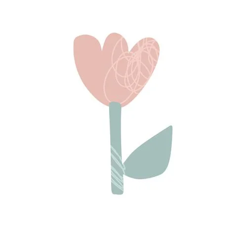 Stylized vector spring flower. Scandinavian illustration art element. Decorative Stock Illustration