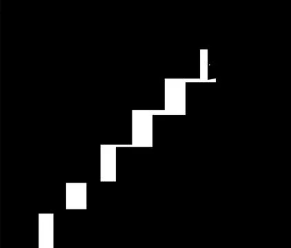 Stylized vector staircase and open door on black background for psychologic.. Illustrazione stock