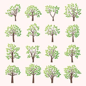 Stylized vector tree collection Stock Illustration