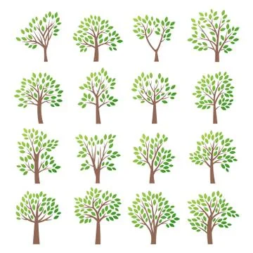Stylized vector tree collection Stock Illustration